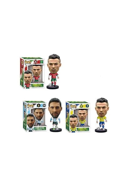 OEM Set 3 figurine fotbaliști, Ronaldo, Messi, multicolore, 11 cm
