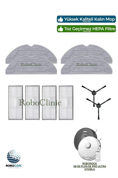 Roboclinic مكنسة Roborock S8 / S8 Plus / S8 Pro Ultra Robot المتوافقة مع فلتر...
