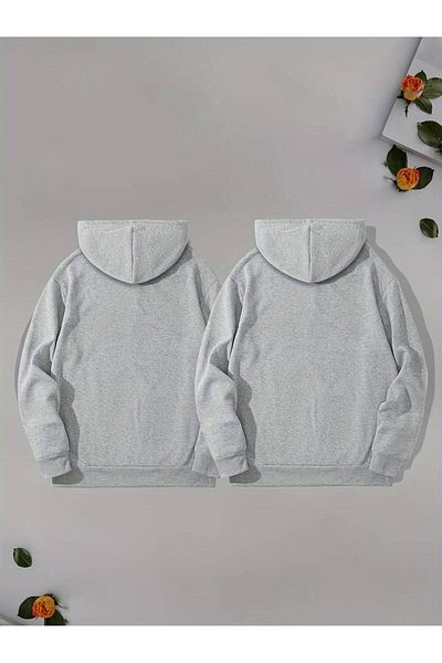 Hunors Sportswear & Company Forever Love Heart Printed Oversize Thick Winter Hooded Sweatshirt with Pocket