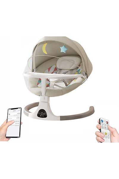 WePro Store Leagăn electric pentru bebeluși, Bluetooth, Telecomandă, Saltea lavabilă, Jucării, Tavă, 0–12 luni
