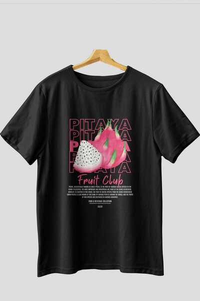 Ankhises Tricou oversize negru cu imprimeu frontal Pitaya Bărbați Femei Trico...