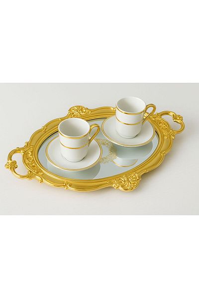 ENYAZA(2024) Promise Engagement Wedding Zamzam Presentation Tray |   Luxury Gold Decorative Mirrored Tray |   Fancy Tray