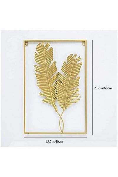 vgt Modern Metal Wall Decor, Natural Plants Leaves Wall Art Sculpture with Frame for Living Room Bedroom