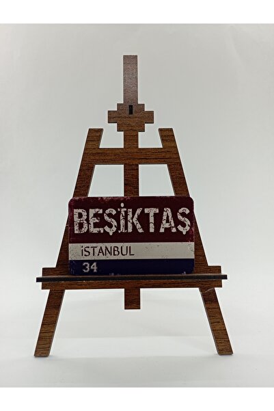 CraftbyBYC Beşiktaş İlçe Temalı Retro Ahşap Buzdolabı Magneti-Hediyelik Konse...
