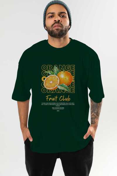 Ankhises Tricou oversize verde cu imprimeu frontal portocaliu Bărbați Femei T...