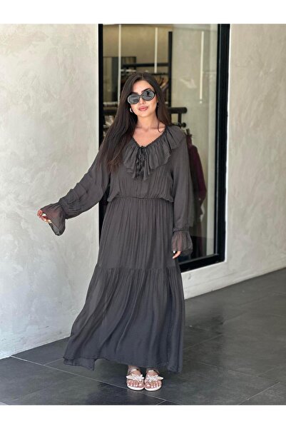 Ranasubaşı Alia Model İpek Elbise Antrasit