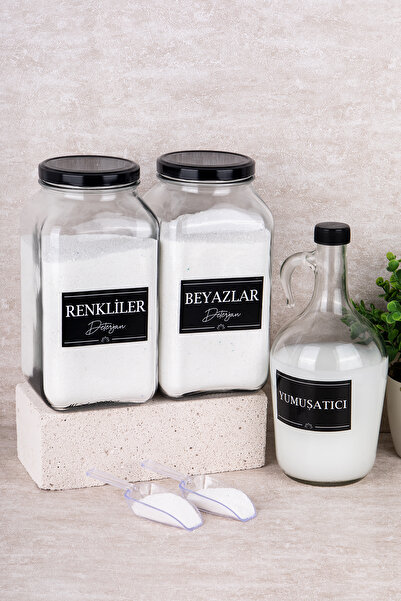 Dolkin Home Σετ 3 Μπουκάλια Απορρυπαντικό με Ζυγαριά Χρωματιστά Λευκά Απορρυπαντικά Ετικέτα Μαλακτικό Απορρυπαντικό 3000ml Βάζο 1500ml Μπουκάλι