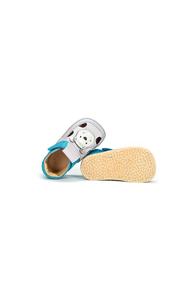tega shoes Barefoot Baby Sandals, First Steps, Genuine Leather, Grey/Blue