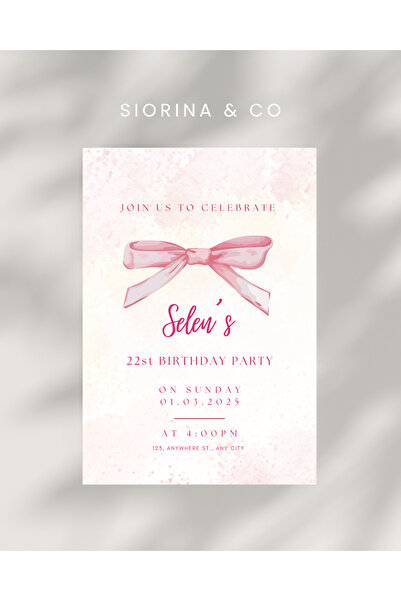 Siorina Events Birthday Party Doğum Günü Davetiye Kart Bride Bachelorette Kiş...