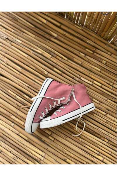 PremiumShoes GÜL KURUSU UZUN BİLEKLİ KETEN CONVER SNEAKER