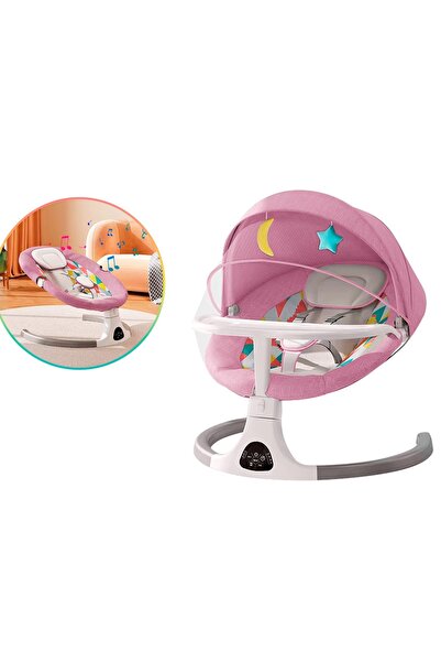 WePro Store Electric Baby Swing, Bluetooth, Remote, Toys, Tray, Mosquito Net, 0–12 Months, Pink
