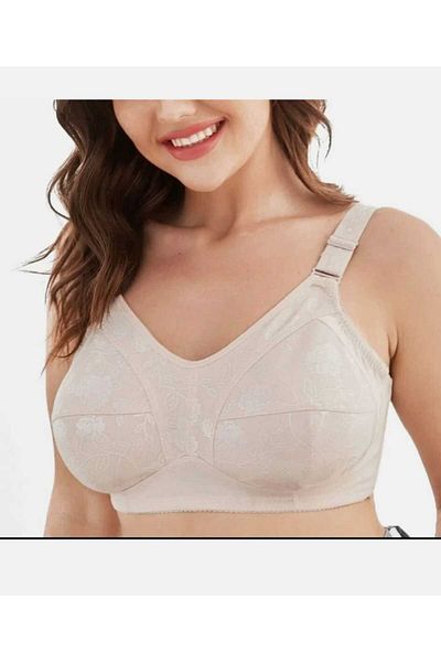 NARIYA Women's Plus Size Bra Gatherer 110-130 D Cup Bra Minimizer Black Skin Wide Comfortable Gatherer