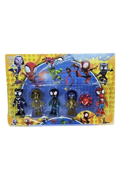 MASHASHOP Set 6 Figurines, Spider and His Friends, MASHASHOP, red/multicolor, 10 cm