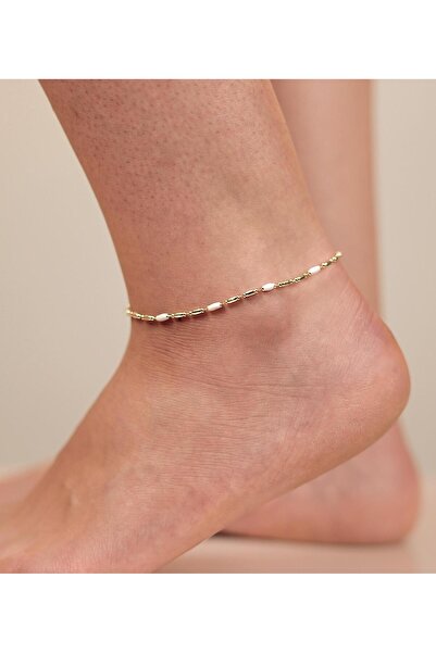 POSH AND PROUD BEYAZ İNCE TAŞ DETAYLI GOLD 14K HALHAL
