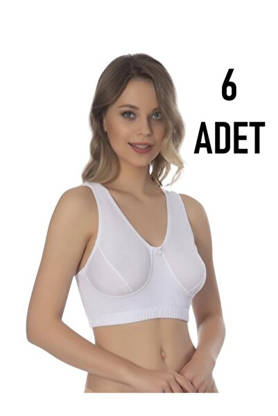 Ebru Pack of 6 Thick Strap 100% Cotton Half Singlet (Lambada Mother Bra) Ebru2501