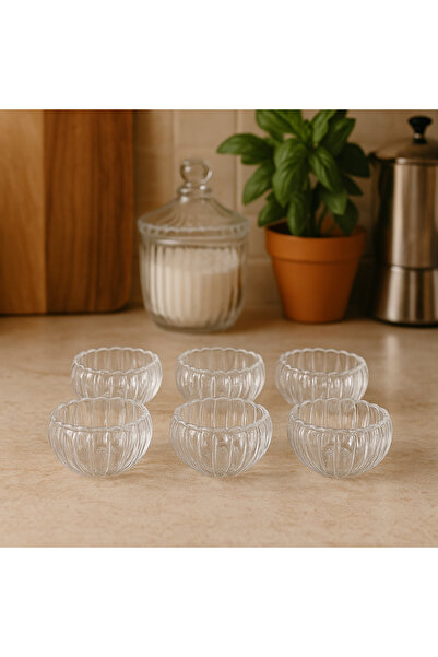 CEZVE HOME 6 Pieces Double-Walled Mini Sauce Bowl, Jam Bowl, Dragee Coffee Side Presentation Bowl