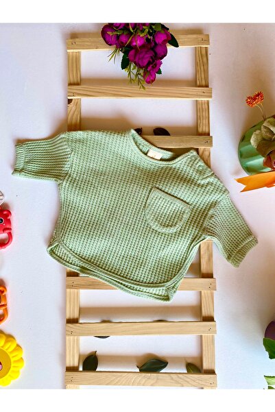 KapsülBebek Seasonal Unisex Waffle Fabric 2-Piece Baby Set with Pockets – Top and Bottom Set