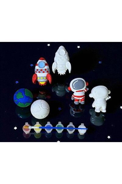 The Luma Atelier Uzay Temalı 3'lü Taş Boyama Seti - Astronot / Uzay Gemisi / Dünya