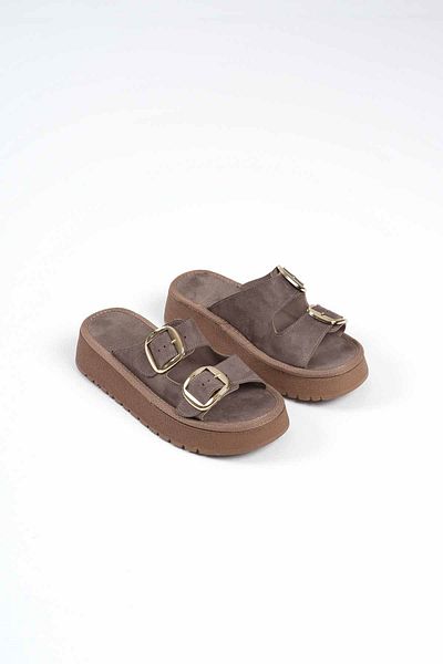 ripuvainen Saffy Women's Suede Textured Comfortable Lightweight Summer Slippers - Mink