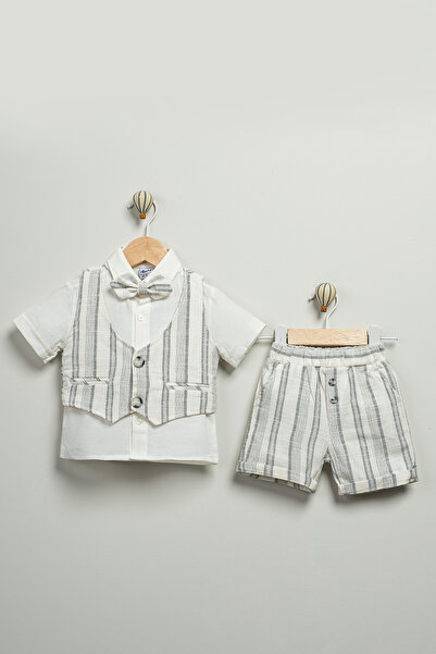Minitrio Baby Boy & Children's Set with 3 Piece Bow Tie, Vest, Shirt and Shorts