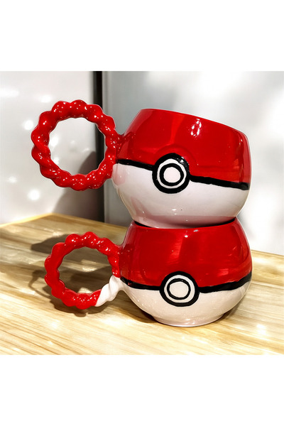 ADEN LİNA ART WORKSHOP Nostalgia Series Hand Made Ceramic Mug with 2 Pieces of Poketops