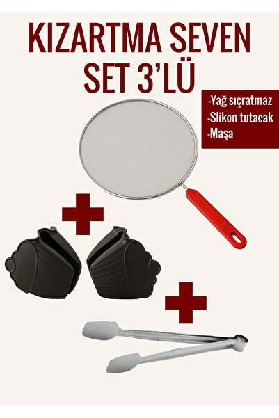 TD HOME Oil Splash Wire 29 cm + Silicone Oven Gloves + Frying Tongs 27 cm – S...