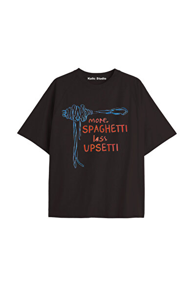 Kalic Studio Унисекс More Spaghetti Tshirt Siyah