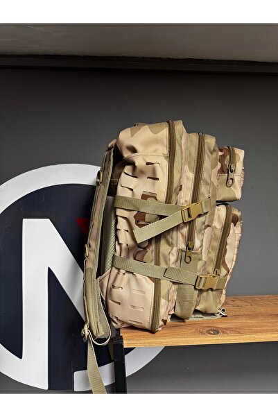 North 45 Litre Bej Kamuflaj Sırt Çantası – Taktik ve Outdoor Kullanıma Uygun