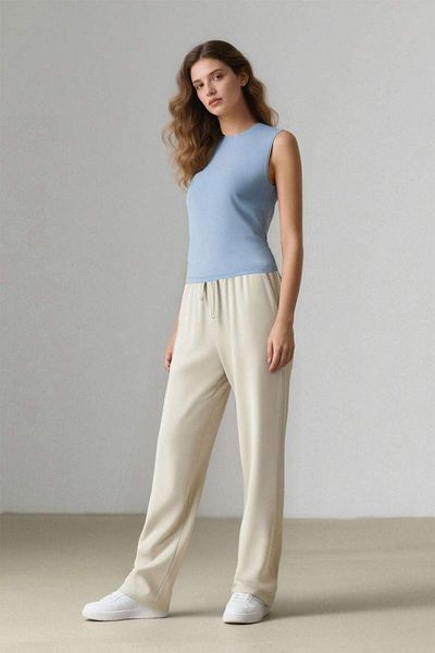 DeFacto New Season Harem Belmando Fabric Trousers with Pockets, Regular Waist, Basic Straight Leg