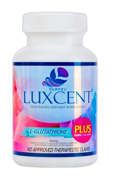 Premium Dietary LUXCENT Luxcent Glutathione Capsules, Anti-Aging, Anti-Stress Formula for Skin Whitening