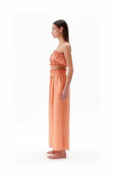 Turuncu Karma Ikikiz Linen Orange Palazzo Trousers