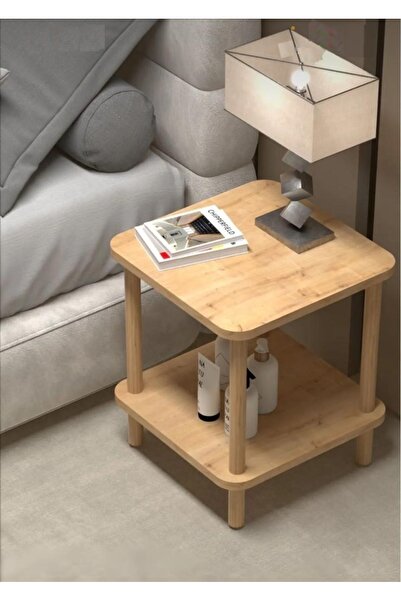 Store ScandiNature – İskandinav Tarzı Kare Sehpa | Raflı Ahşap Model