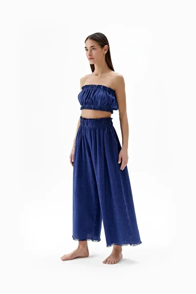 Turuncu Karma Ikikiz Saks Blue Palazzo Pants