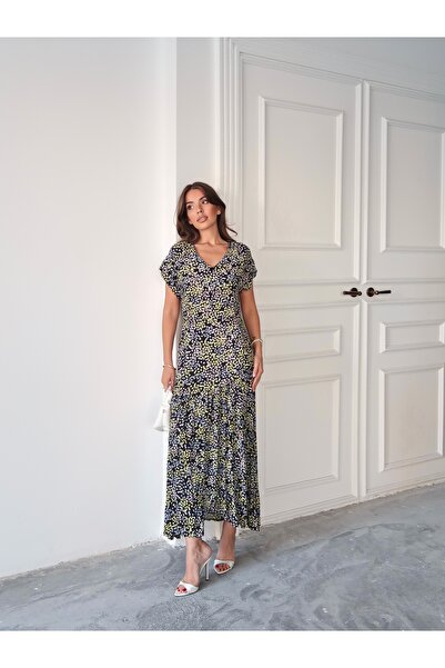 Swass Γυναικείο φόρεμα με κοντό μανίκι V λαιμόκοψη