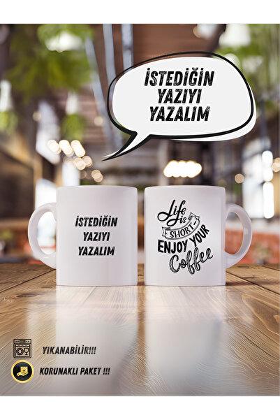 Kişiye Özel Tasarım Kupa – Yazını Sen Seç! | Yıkanabilir & Korunaklı Paket