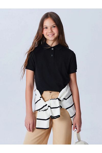 LC Waikiki Lcw Kids Black Polo Neck Girl's T-Shirt