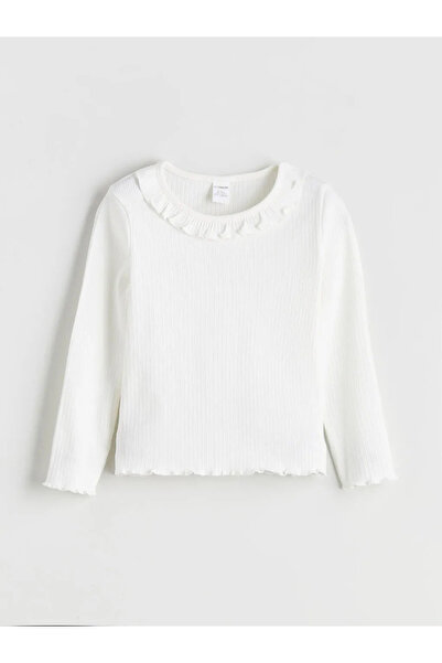 LC Waikiki Lcw Kids Ecru Crew Neck Basic Girls' T-Shirt