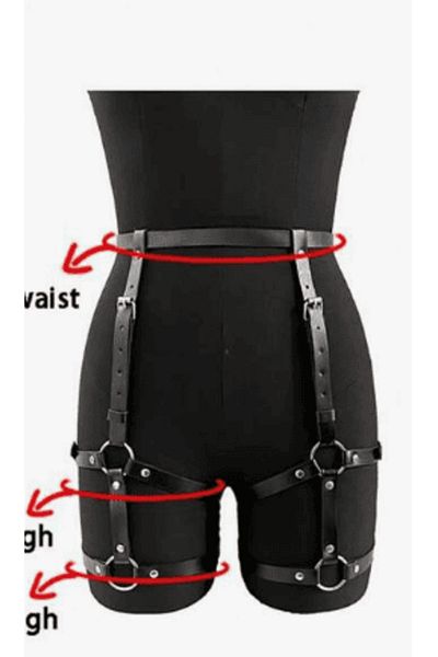 LOVENTA Jartieră neagră din piele pentru femei, sexy și provocatoare, mărime universală