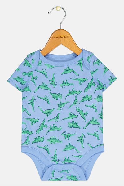 GAP Toddlers Boy Round Neck Short Sleeves Allover Printed Bodysuit, Blue