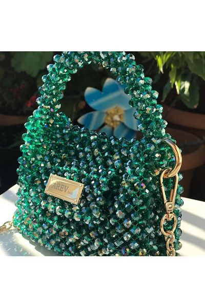 AREV BAGS Crystal Beaded Bag - Evening Dress Bag with Stones
