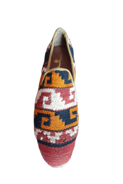 Anatolia Pantofi Sultan piele si material textil, cusuti si brodati manual, Maro Tigrat, 42