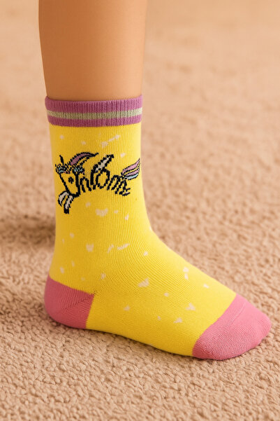 BONY SOCKS Kız Çocuk Unicorn Soket Çorap Sarı
