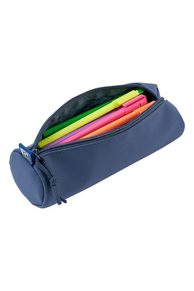 Oxford Pencil Case, Round Pouch Type, Color Dark Blue, Dimensions 22x7.5cm