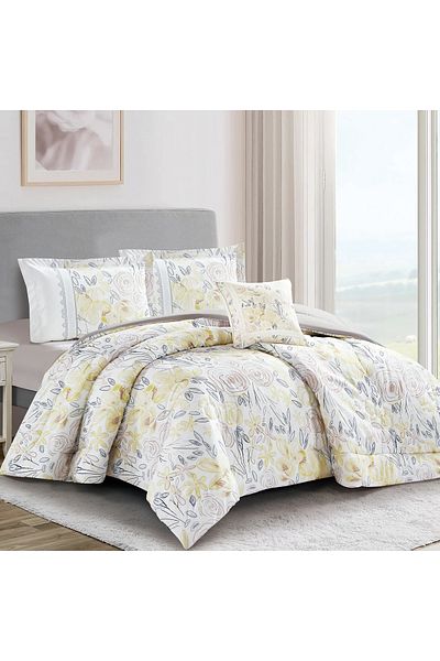 Donetella 4-Piece Digital Print Comforter Set – King Size 250x230 cm, Soft Microfiber Bedding Set.