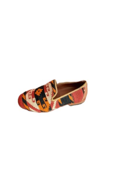 Anatolia Sultan Shoes Leather and Textile, Hand-Sewn and Embroidered, Multicolor, Size 43