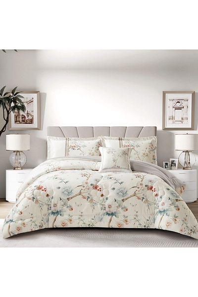 Donetella 4-Piece Digital Print Comforter Set – King Size 250x230 cm, Soft Microfiber Bedding Set.