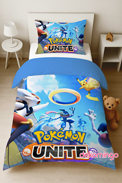 dekomingo غطاء لحاف لغرفة الأطفال منقوش من بوكيمون يونيت (بدون ملاءة)