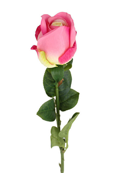 Yapay Çiçek Deposu Yapay Orjinal Gonca Gül Dalı 62 cm Fuşya-Somon