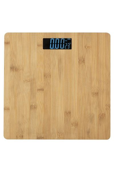 PROCART Cântar digital pentru corp, 180 kg, afișaj LCD, aspect de bambus, 28x28 cm