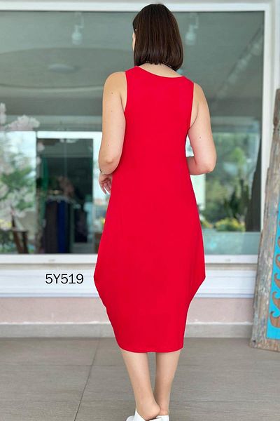 İnce Topuk Zero Sleeve Shalwar Dress 5Y519